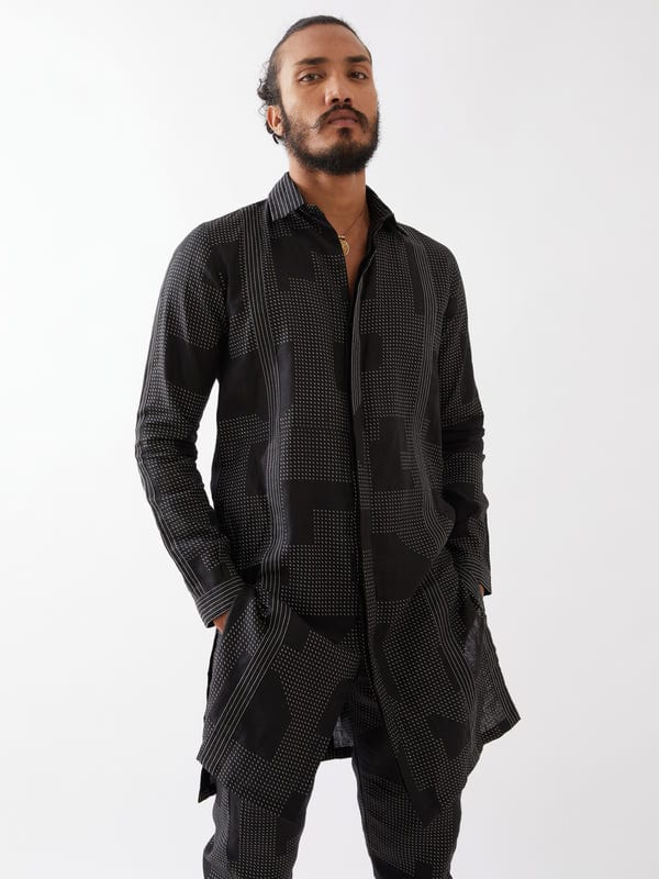 SON OF A NOBLE - SNOB — JOUNAH BLOCKS KURTA - BLACK