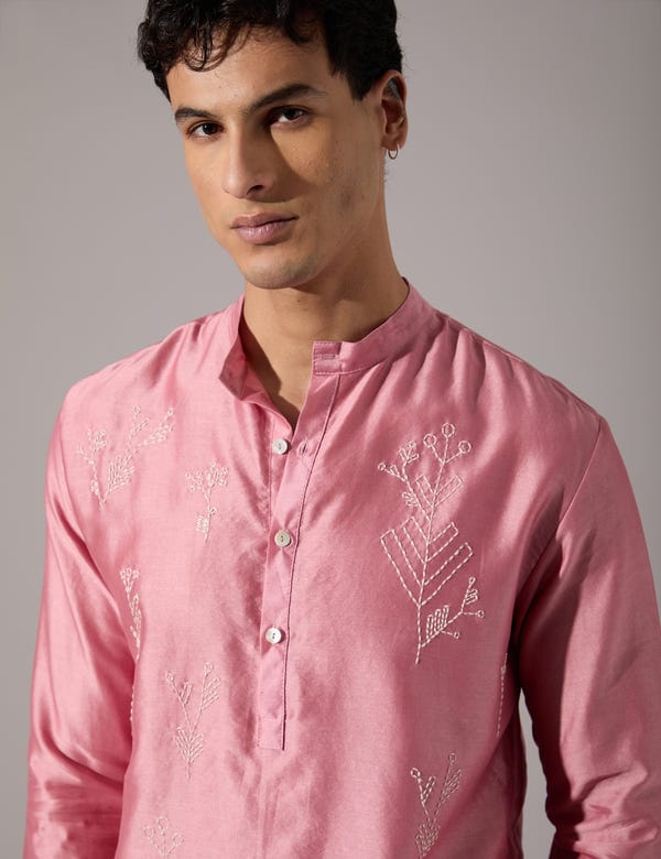 SON OF A NOBLE - SNOB — Jorah Hand Embroidered Kurta Set - Pink