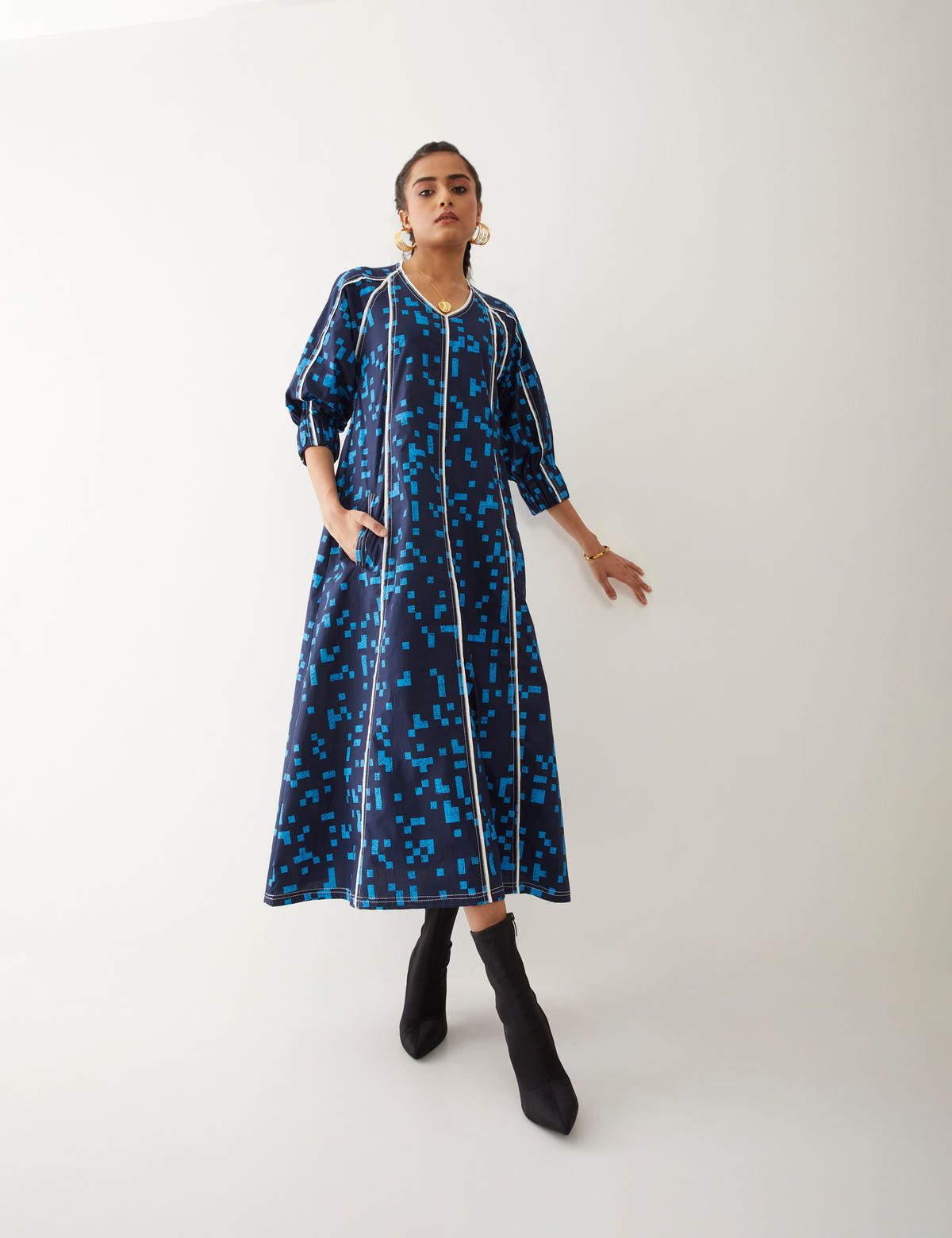 FRIDA DRESS - NAVY - image 1