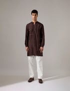 Pedro Hand Embroidered Kurta Set - Bark view 1