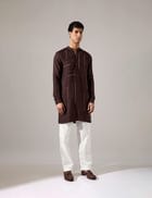 Pedro Hand Embroidered Kurta Set - Bark view 2