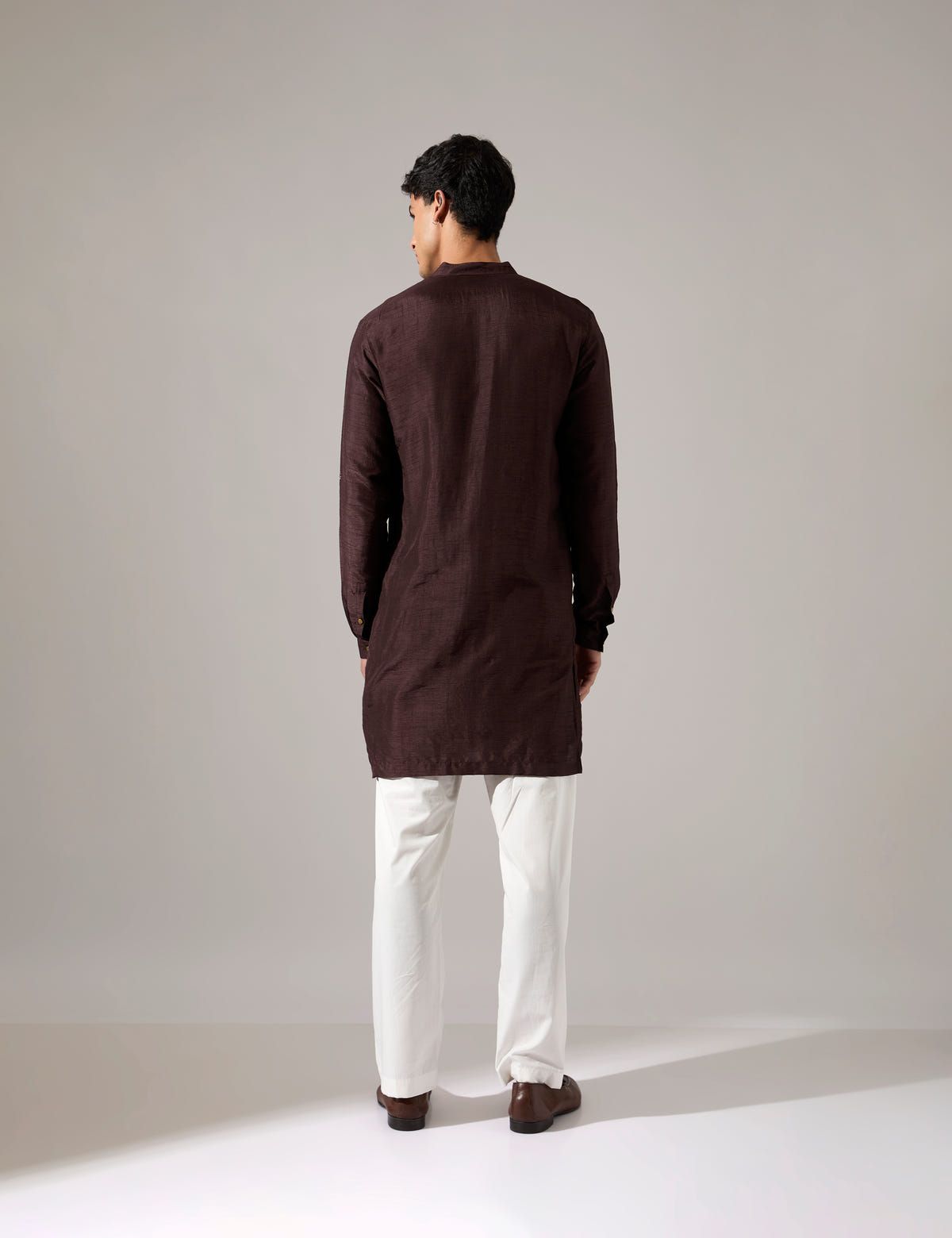 Pedro Hand Embroidered Kurta Set - Bark - image 3