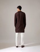 Pedro Hand Embroidered Kurta Set - Bark view 3