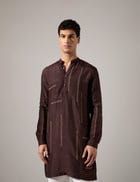 Pedro Hand Embroidered Kurta Set - Bark view 4