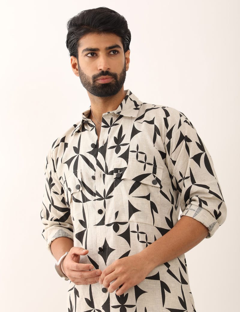 KABIR STENCIL SHIRT - IVORY