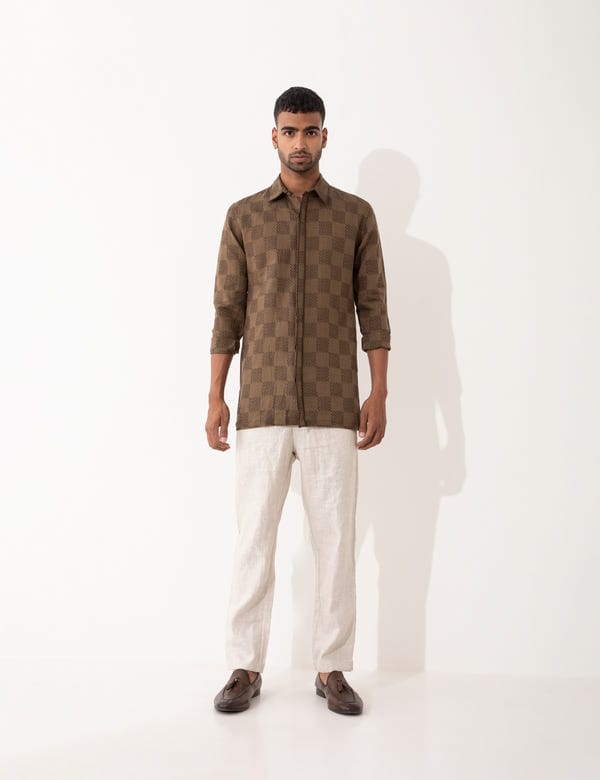 SON OF A NOBLE - SNOB — HARRIS MESH SHIRT - BROWN
