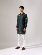 Jamie Hand Embroidered Kurta Set - Forest view 3