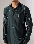 Jamie Hand Embroidered Kurta Set - Forest view 5
