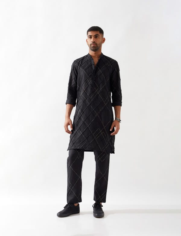 SON OF A NOBLE - SNOB — NATHAN ARGILE KURTA SET - BLACK