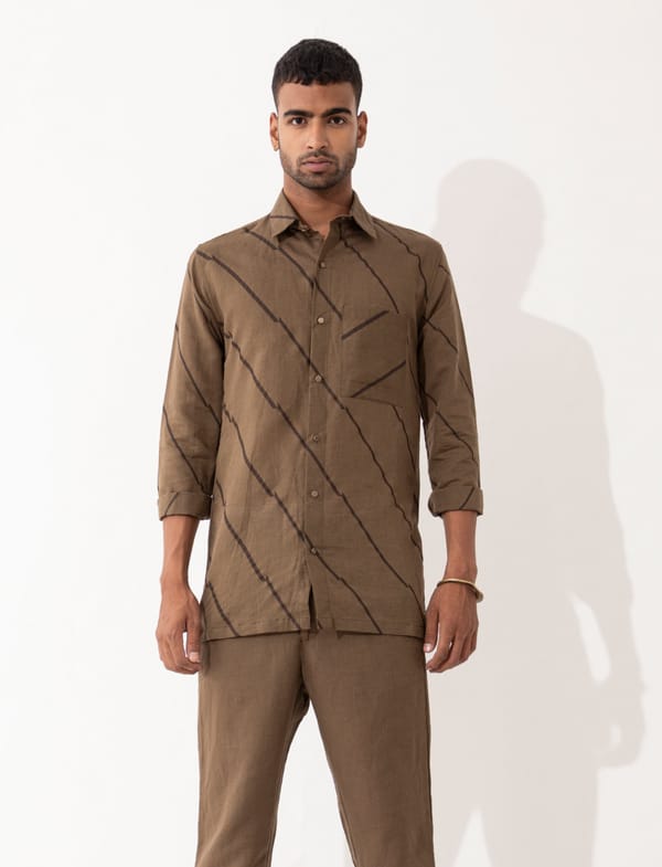 SON OF A NOBLE - SNOB — AARIS BIAS SHIRT - BROWN