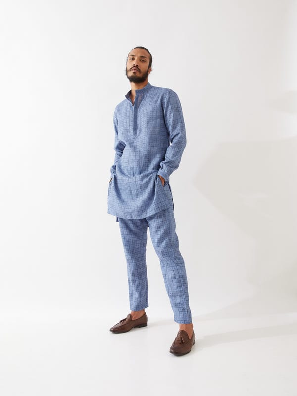 SON OF A NOBLE - SNOB — LUKA DOMINOS KURTA SET - BLUE