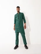 HAZEL CONTRA KURTA SET- GREEN view 1
