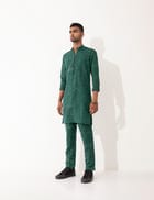 HAZEL CONTRA KURTA SET- GREEN view 3