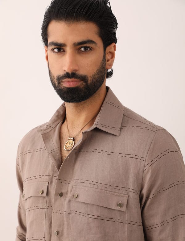 SON OF A NOBLE - SNOB — KARAN SADDLE SHIRT - STONE