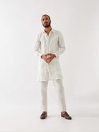 JOUNAH BLOCKS KURTA SET - WHITE view 4