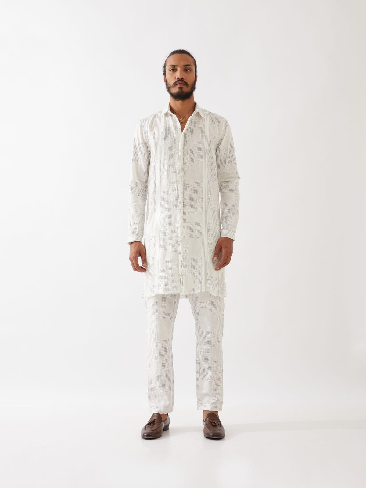 JOUNAH BLOCKS KURTA SET - WHITE - image 5