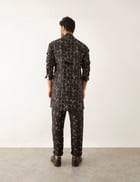 OLFA - GRID FLORAL - KURTA - BLACK view 4