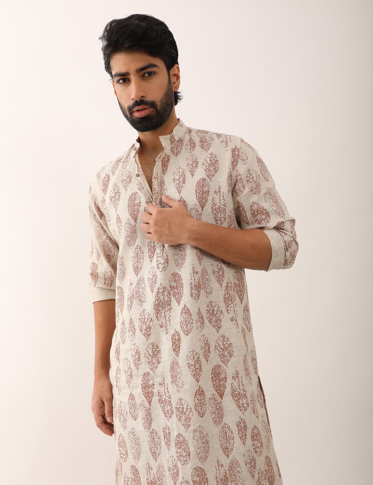 KRISH LEAF KURTA - IVORY - image 1