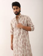 KRISH LEAF KURTA - IVORY view 1