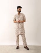 KRISH LEAF KURTA - IVORY view 5