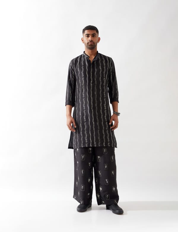 SON OF A NOBLE - SNOB — IRVIN VINE KURTA SET - BLACK