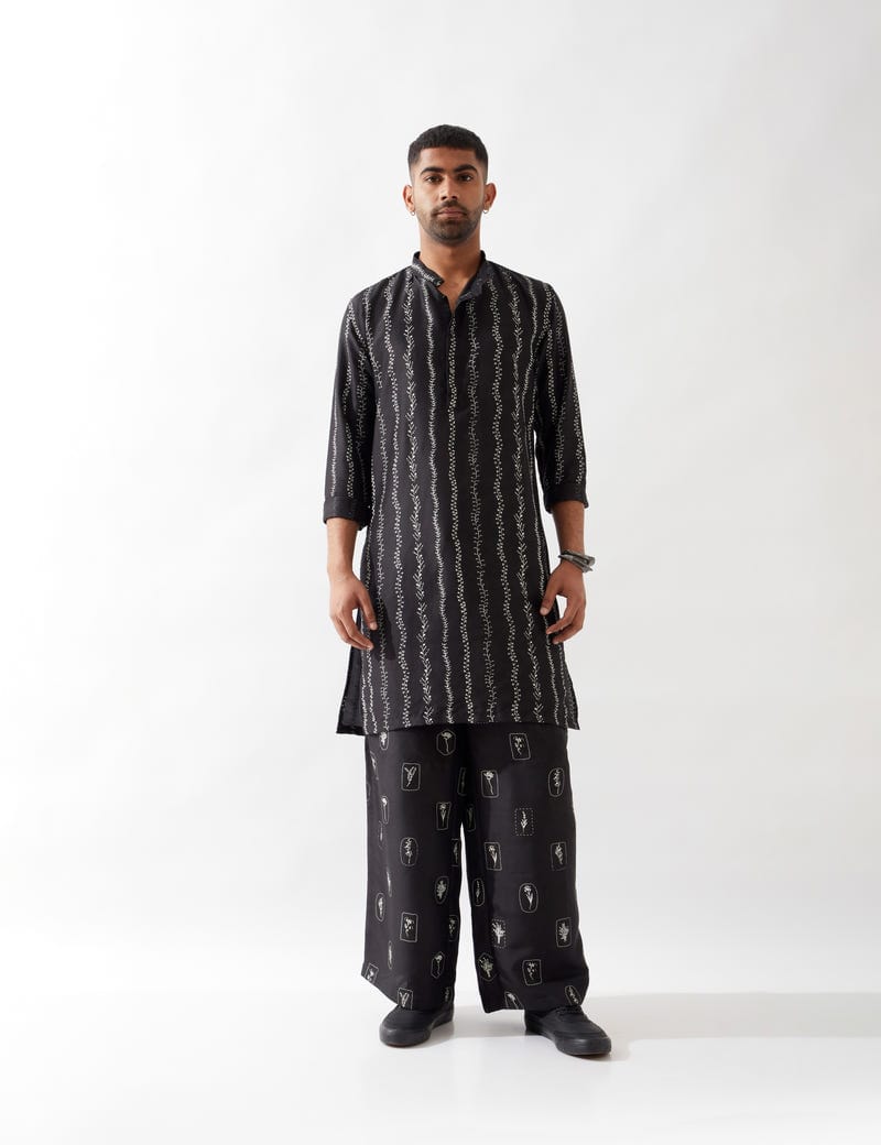 IRVIN VINE KURTA SET - BLACK