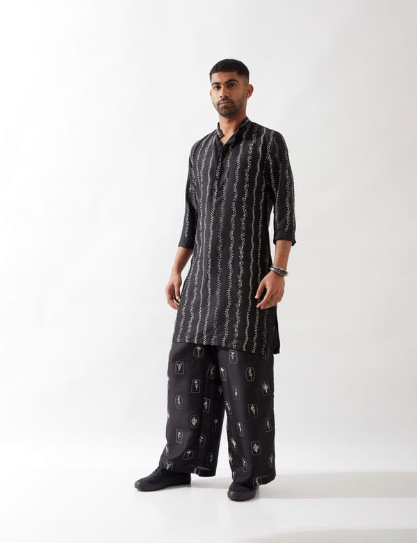 SON OF A NOBLE - SNOB — IRVIN VINE KURTA SET - BLACK