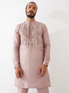 JETT SILK KURTA SET - PURPLE view 1