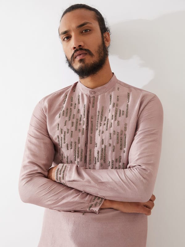 SON OF A NOBLE - SNOB — JETT SILK KURTA SET - PURPLE