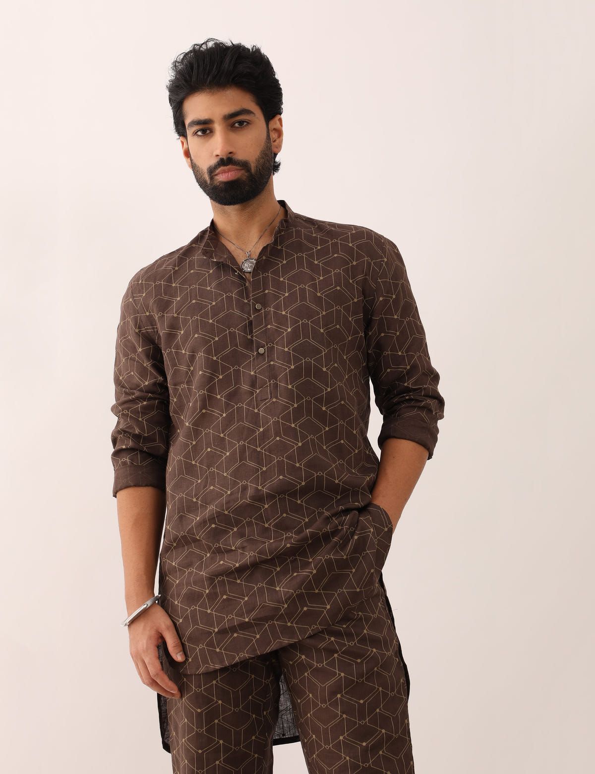 RAUNAQ WEB KURTA - BROWN - image 1