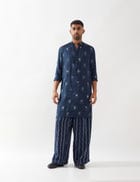 ZEPH STAMP KURTA SET - NAVY view 1