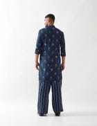 ZEPH STAMP KURTA SET - NAVY view 5