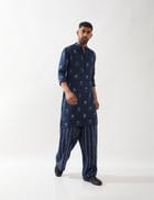 ZEPH STAMP KURTA SET - NAVY view 7