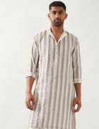BLAKE CATKIN KURTA SET - IVORY view 4