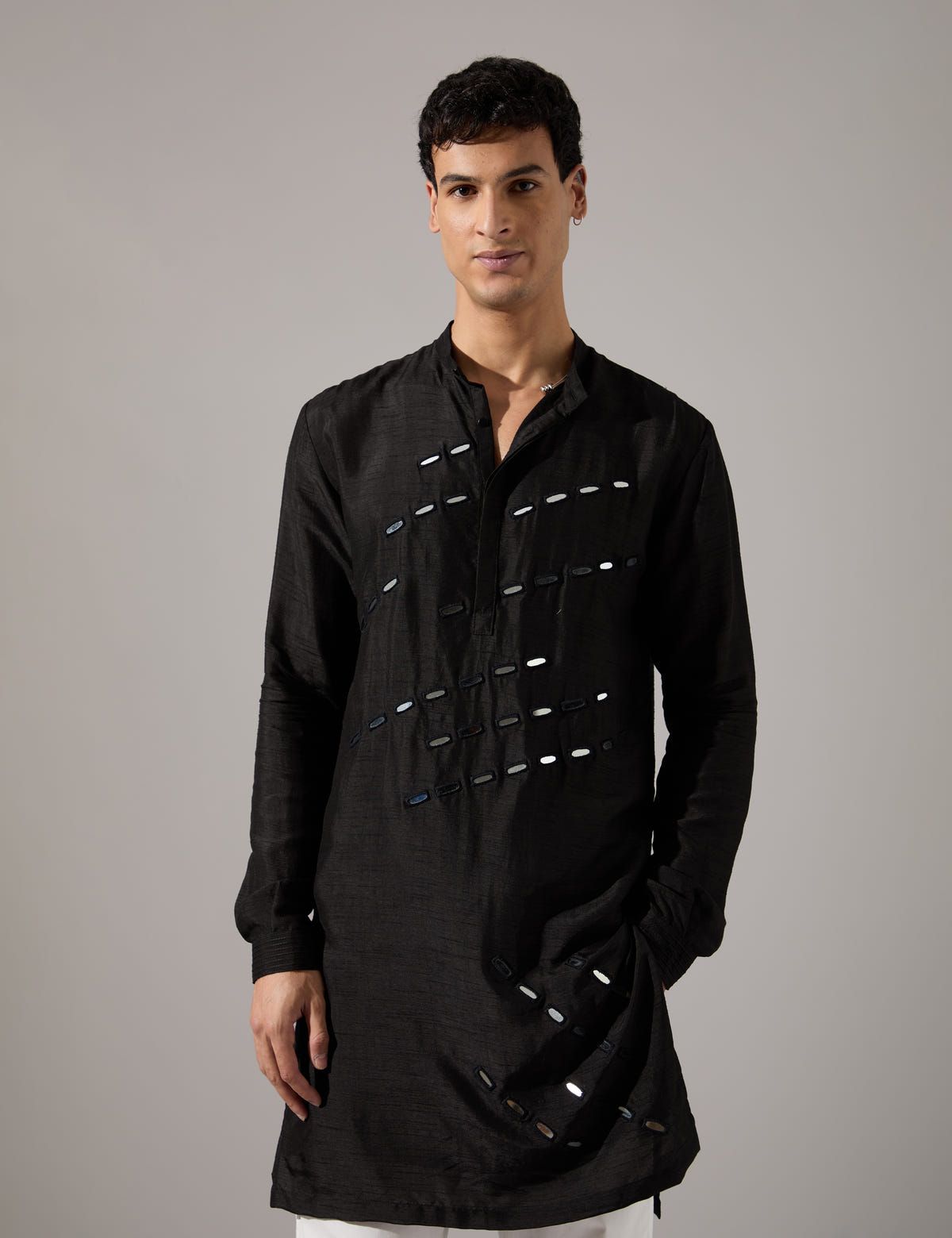 Jeremiah Hand Embroidered Kurta Set - Black - image 1