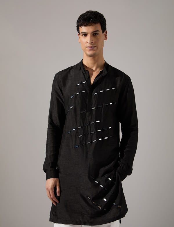 SON OF A NOBLE - SNOB — Jeremiah Hand Embroidered Kurta Set - Black