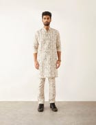 HALLES - GRID FLORAL - KURTA - IVORY view 1
