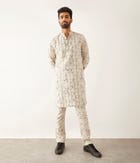 HALLES - GRID FLORAL - KURTA - IVORY view 5