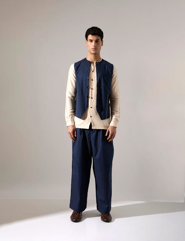 SON OF A NOBLE - SNOB — Dane Hand Embroidered Bandi - Navy