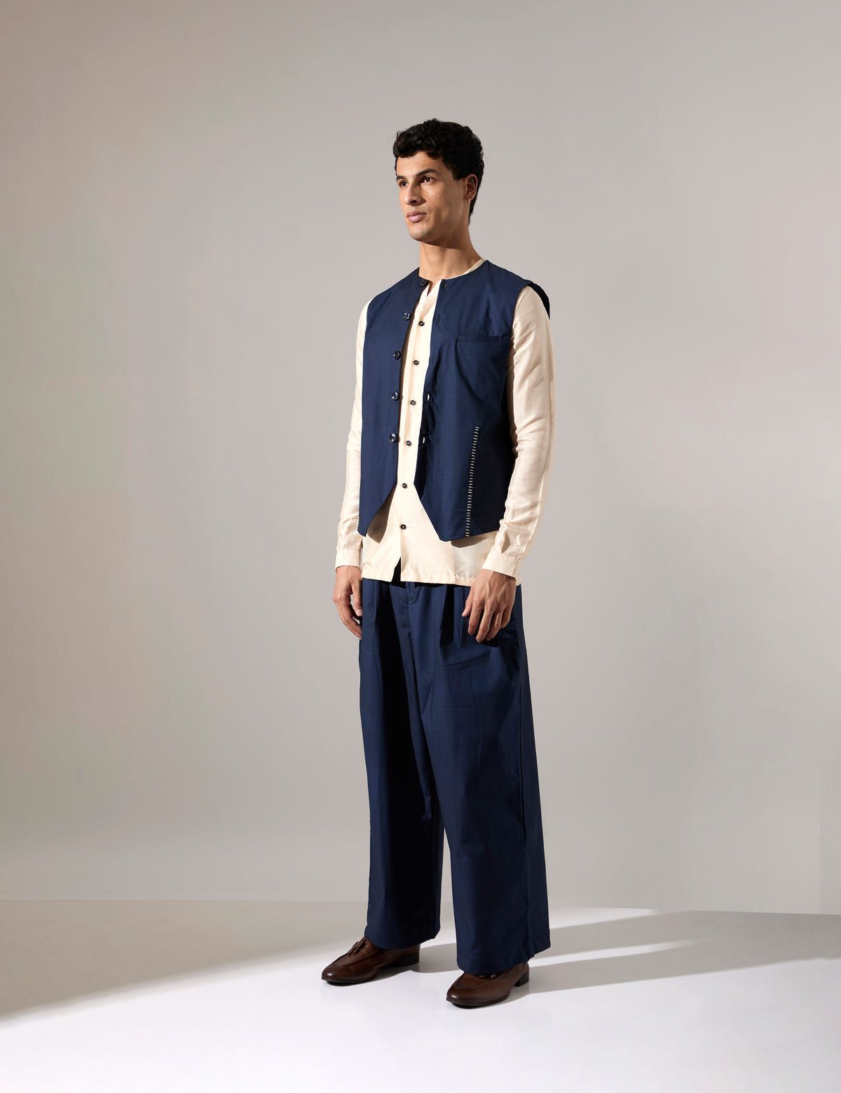Dane Hand Embroidered Bandi - Navy - image 3