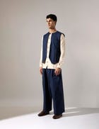 Dane Hand Embroidered Bandi - Navy view 3