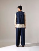 Dane Hand Embroidered Bandi - Navy view 4