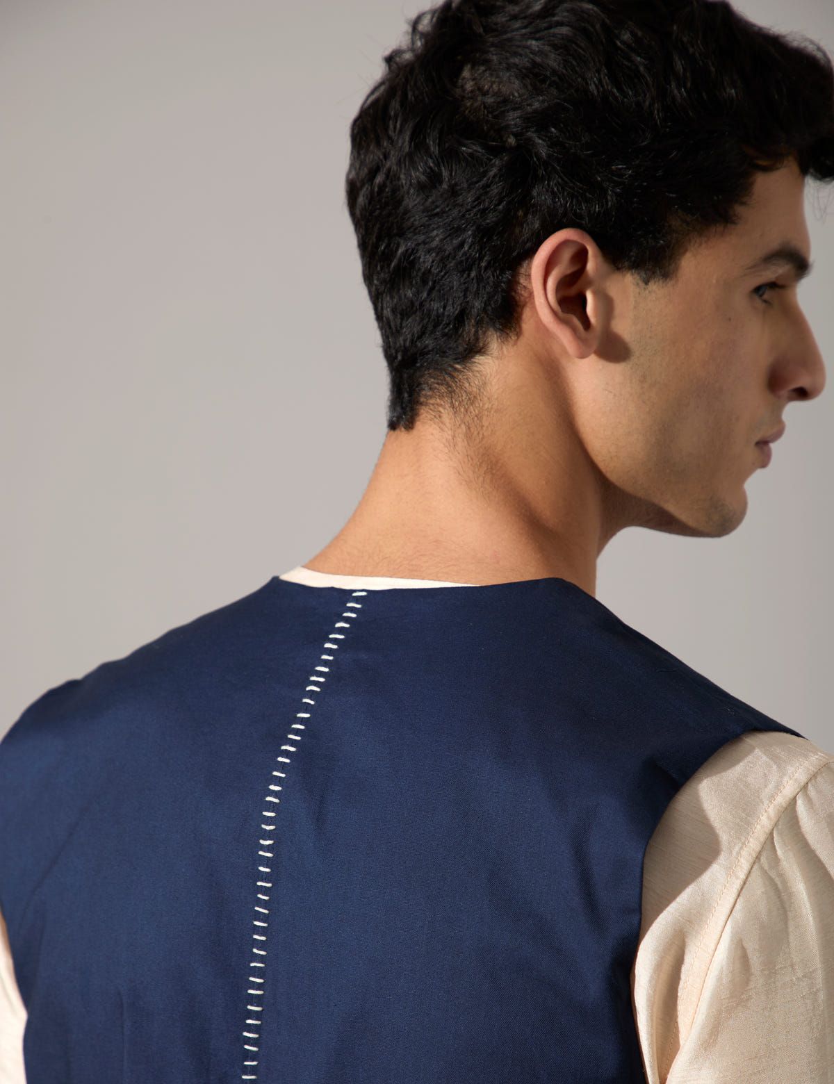 Dane Hand Embroidered Bandi - Navy - image 5