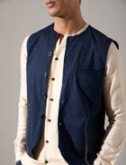 Dane Hand Embroidered Bandi - Navy view 7