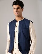 Dane Hand Embroidered Bandi - Navy view 8