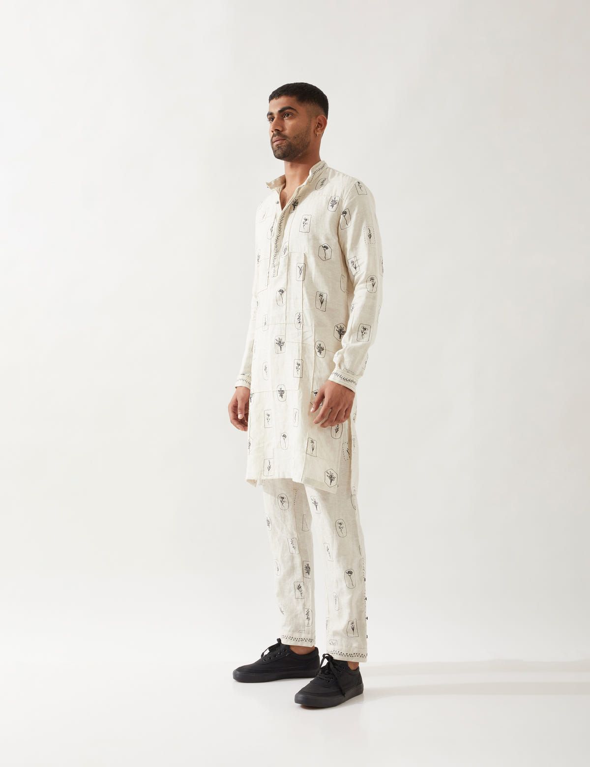 SLATE STAMP KURTA- IVORY - image 3