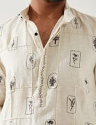 SLATE STAMP KURTA- IVORY view 7