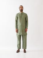 HAYES SILK KURTA SET - GREEN view 1