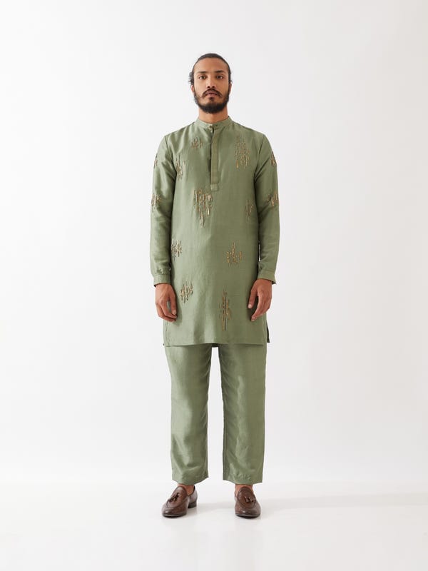 SON OF A NOBLE - SNOB — HAYES SILK KURTA SET - GREEN