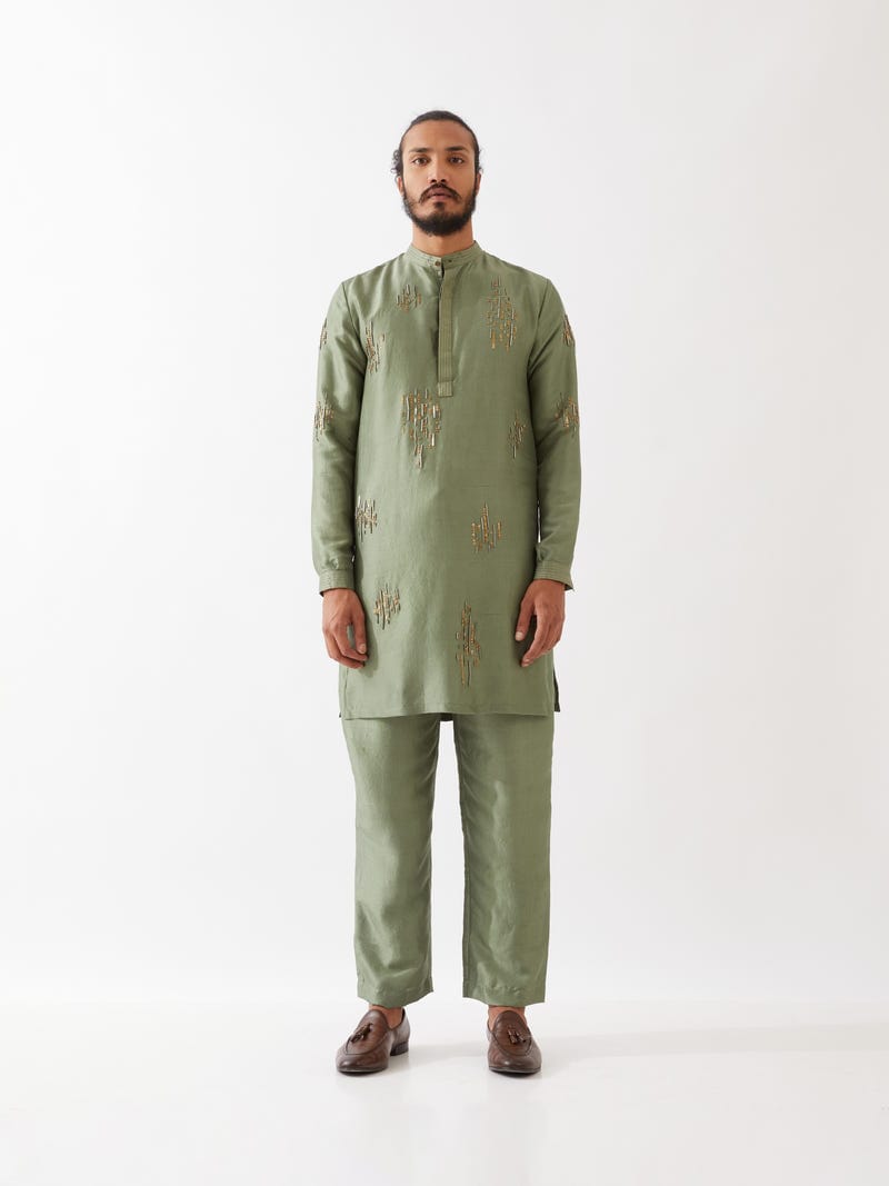 HAYES SILK KURTA SET - GREEN